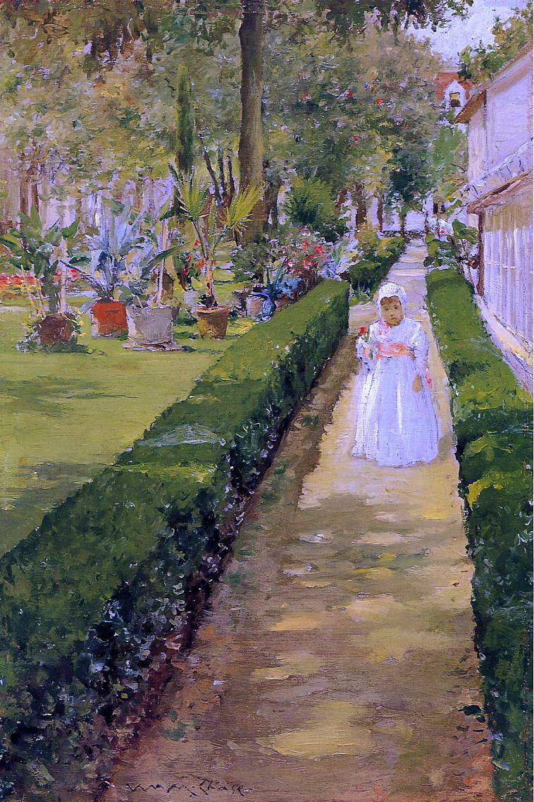William Merritt Chase Child on a Garden Walk - Canvas Print