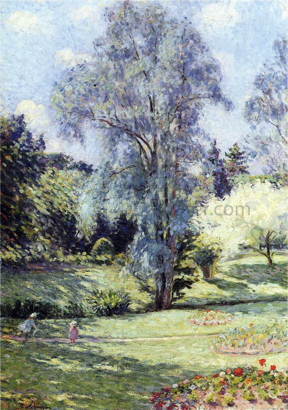 Henri Lebasque Child Playing in the Garden - Canvas Print