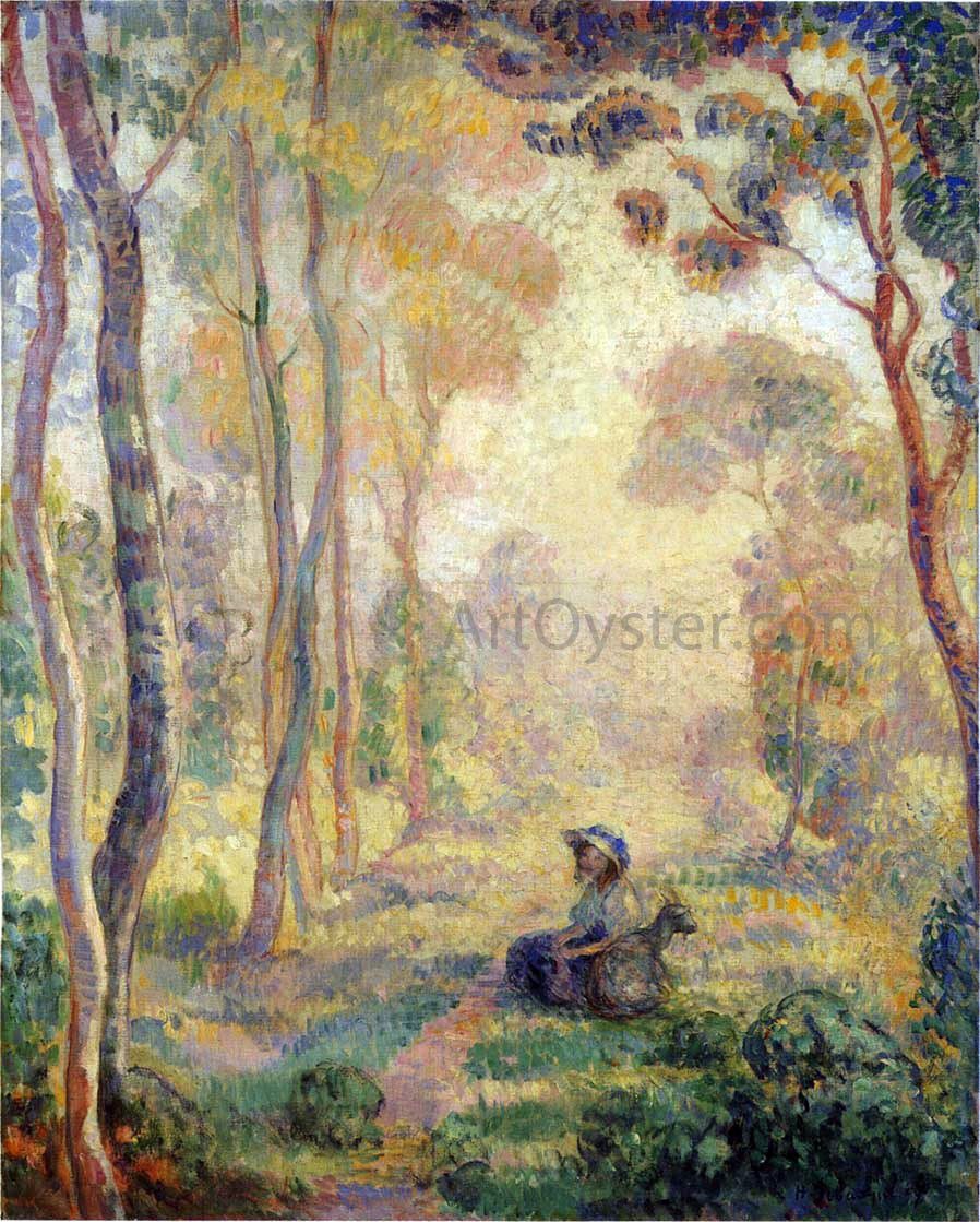 Henri Lebasque Child with Goat in the Pierrefonds Forest - Canvas Print
