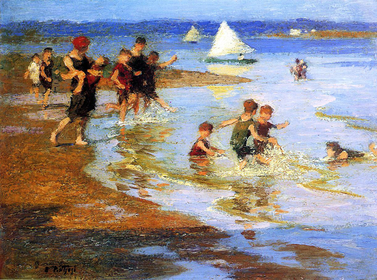 Edward Potthast Children at Play on the Beach - Canvas Print