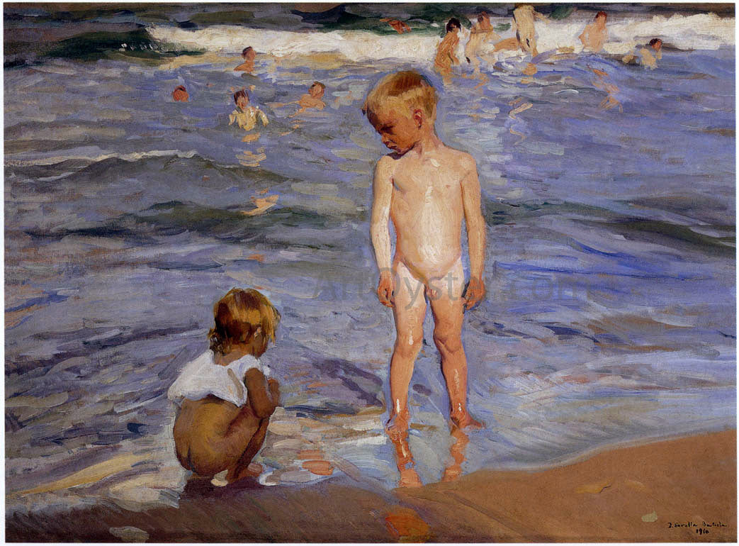 Joaquin Sorolla Y Bastida Children Bathing in the Afternoon Sun - Canvas Print
