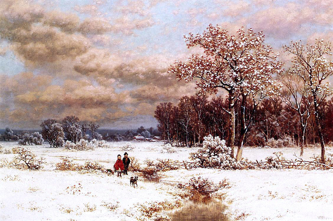 William Mason Brown Children in a Snowy Landscape - Canvas Print
