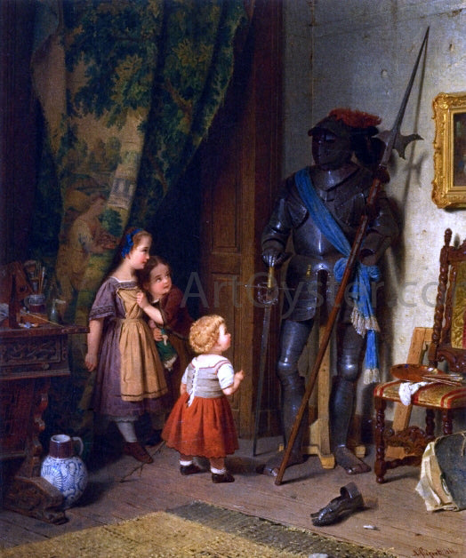 August Friedrich Siegert Children in the Painter's Studio - Canvas Print