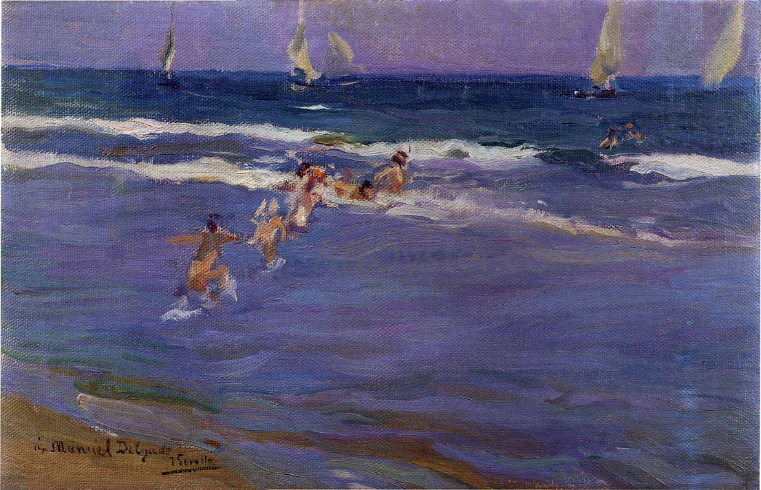 Joaquin Sorolla Y Bastida Children in the Sea - Canvas Print