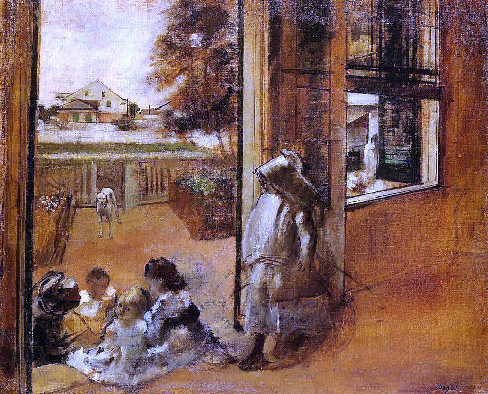 Edgar Degas Children on a Doorstep - Canvas Print
