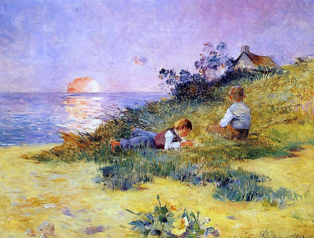 Ferdinand Du Puigaudeau Children on a Dune - Canvas Print
