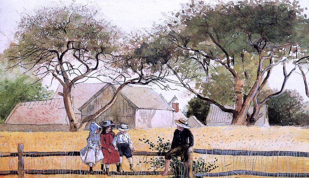 Winslow Homer Children on a Fence - Canvas Print