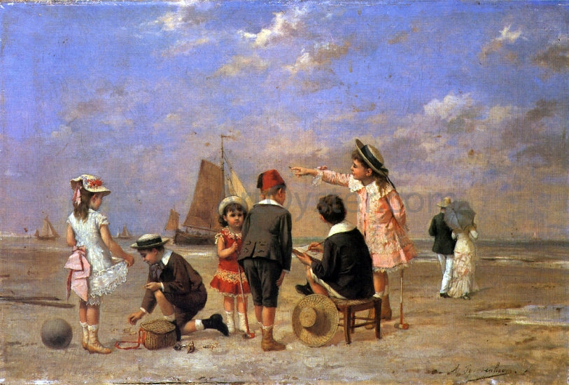Albert Roosenboom Children on the Beach - Canvas Print