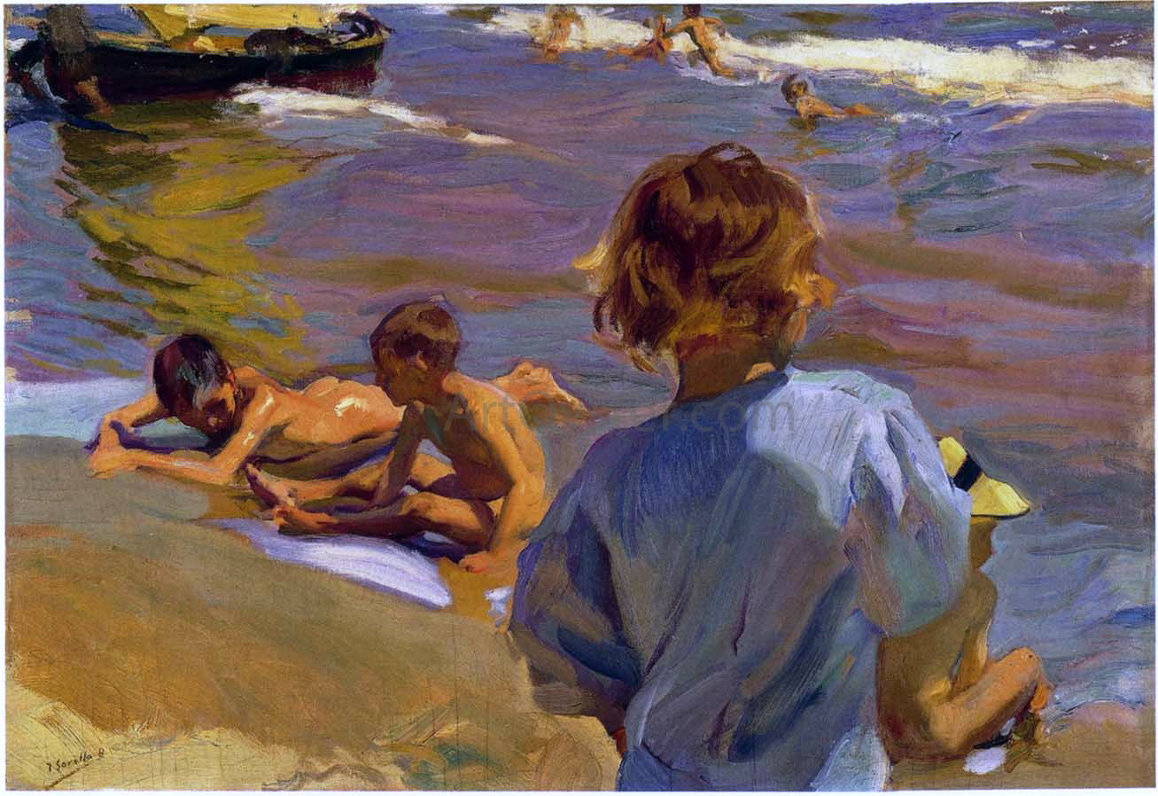 Joaquin Sorolla Y Bastida Children on the Beach, Valencia - Canvas Print