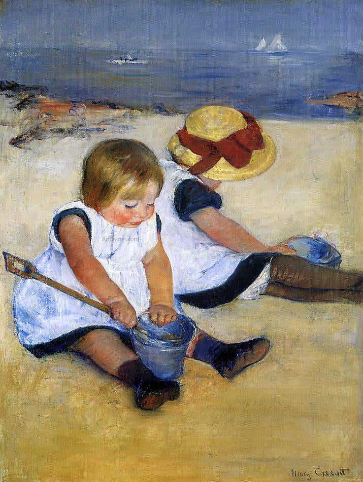 Mary Cassatt Children on the Shore - Canvas Print
