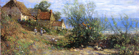 Frederick William Jackson Children Playing near a Cottage - Canvas Print