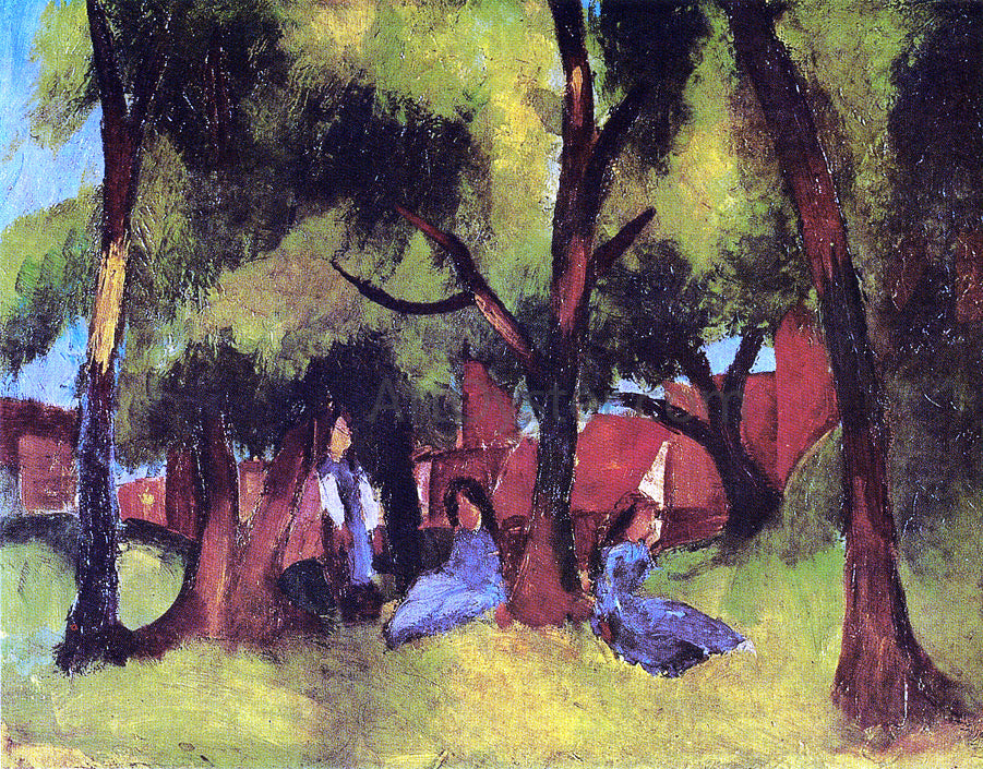 August Macke Children under Trees in Sun - Canvas Print