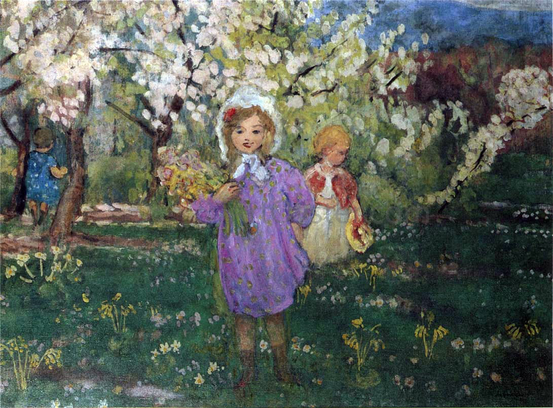 Henri Lebasque Children with Spring Flowers - Canvas Print