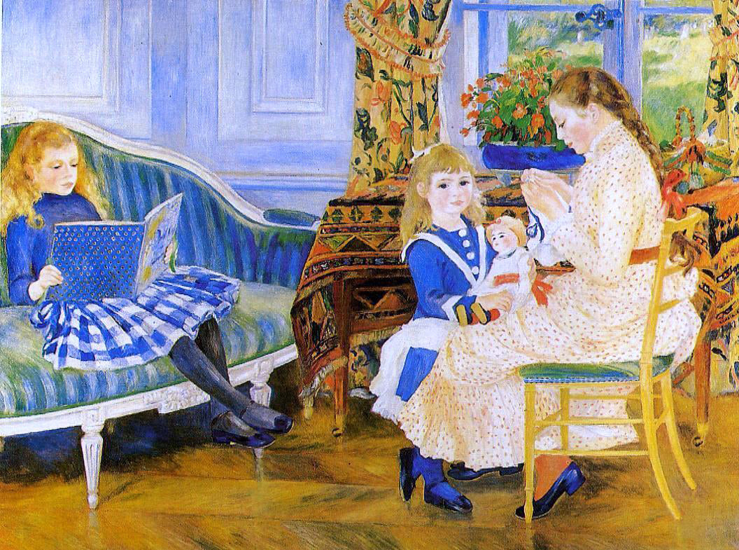 Pierre Auguste Renoir Children's Afternoon at Wargemont (also known as Marguerite, Lucie and Marthe Barard) - Canvas Print