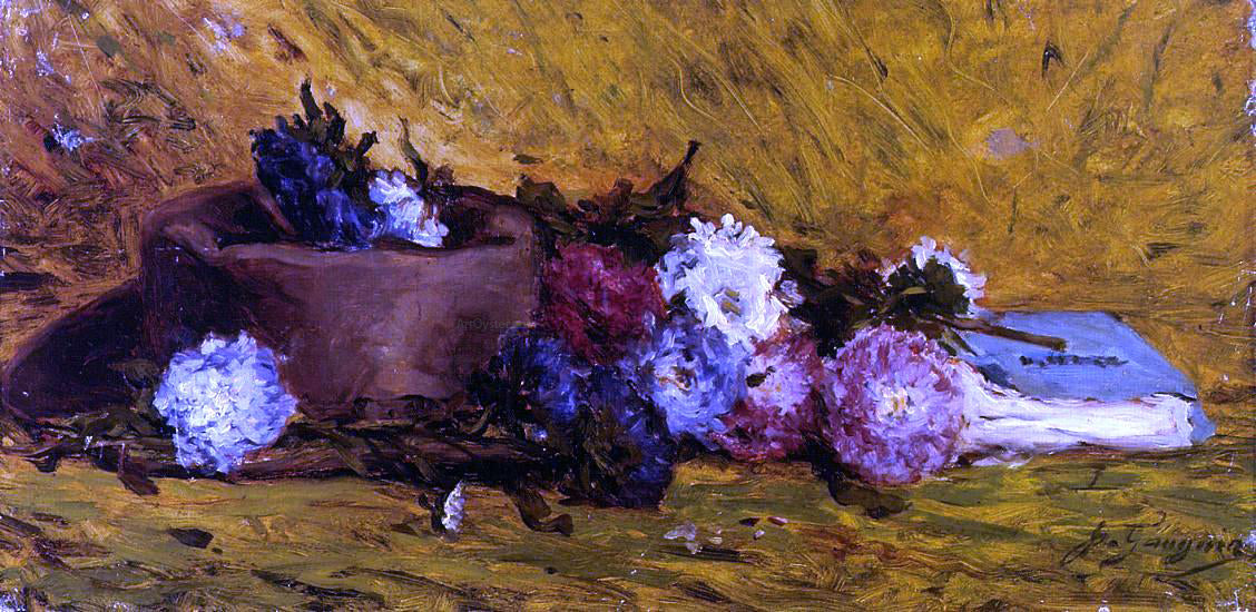 Paul Gauguin China Asters, Hat and Book - Canvas Print
