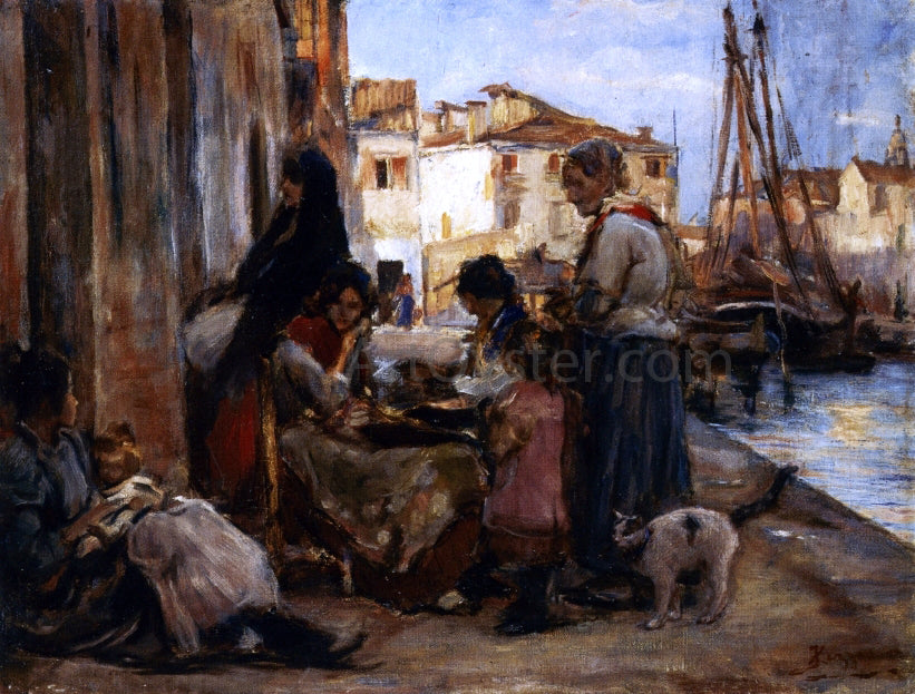 Alessandro Zezzos Chioggiotte Lundo il Pontile - Canvas Print