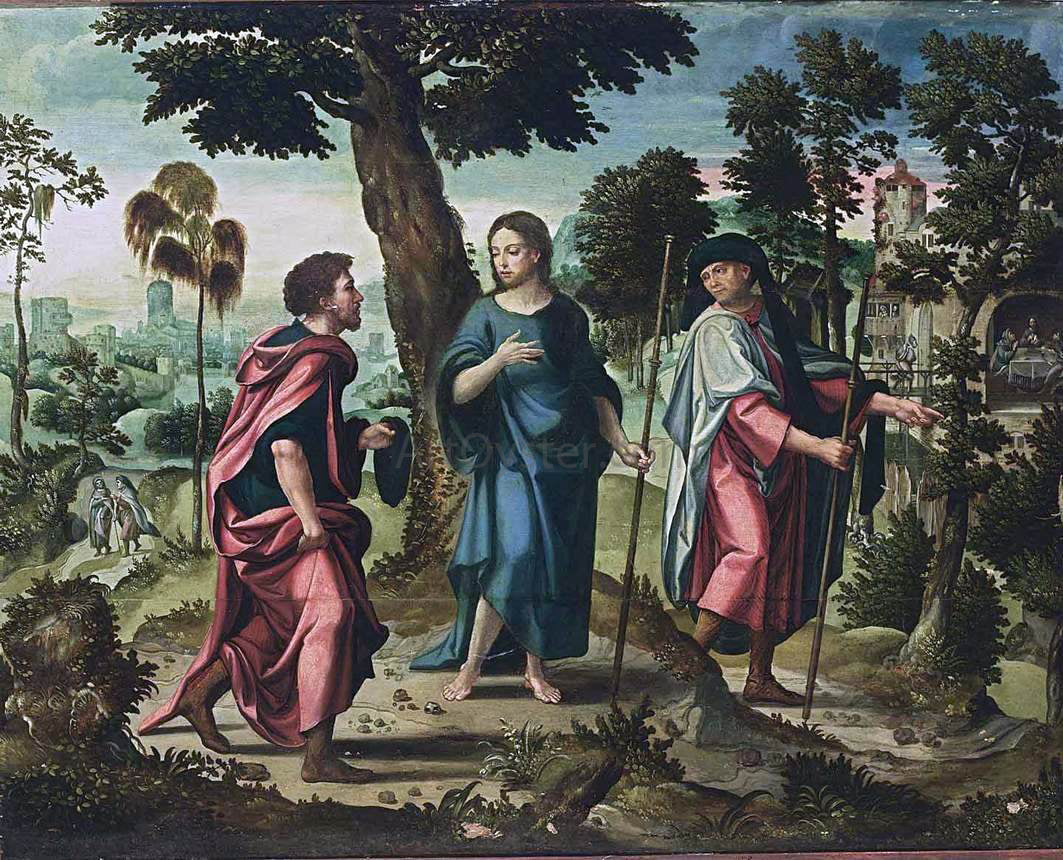 Pieter Coecke Van Aelst Christ and His Disciples on Their Way to Emmaus - Canvas Print