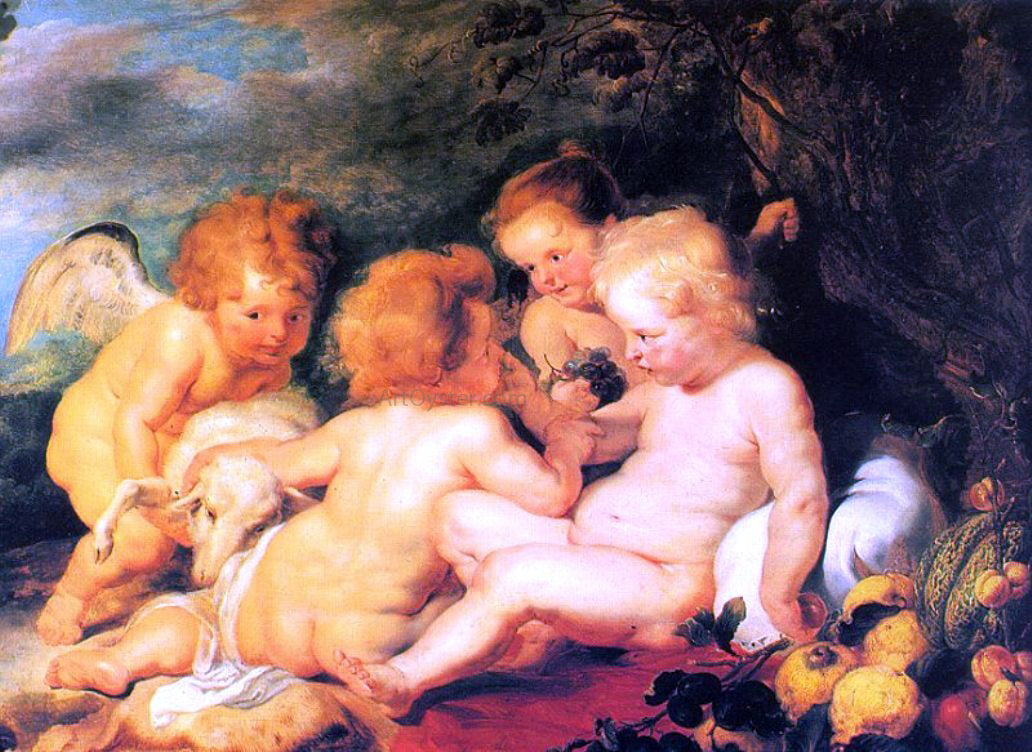 Peter Paul Rubens Christ and St. John with Angels - Canvas Print