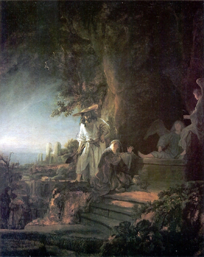 Rembrandt Van Rijn Christ and the Magdalen at the Tomb - Canvas Print