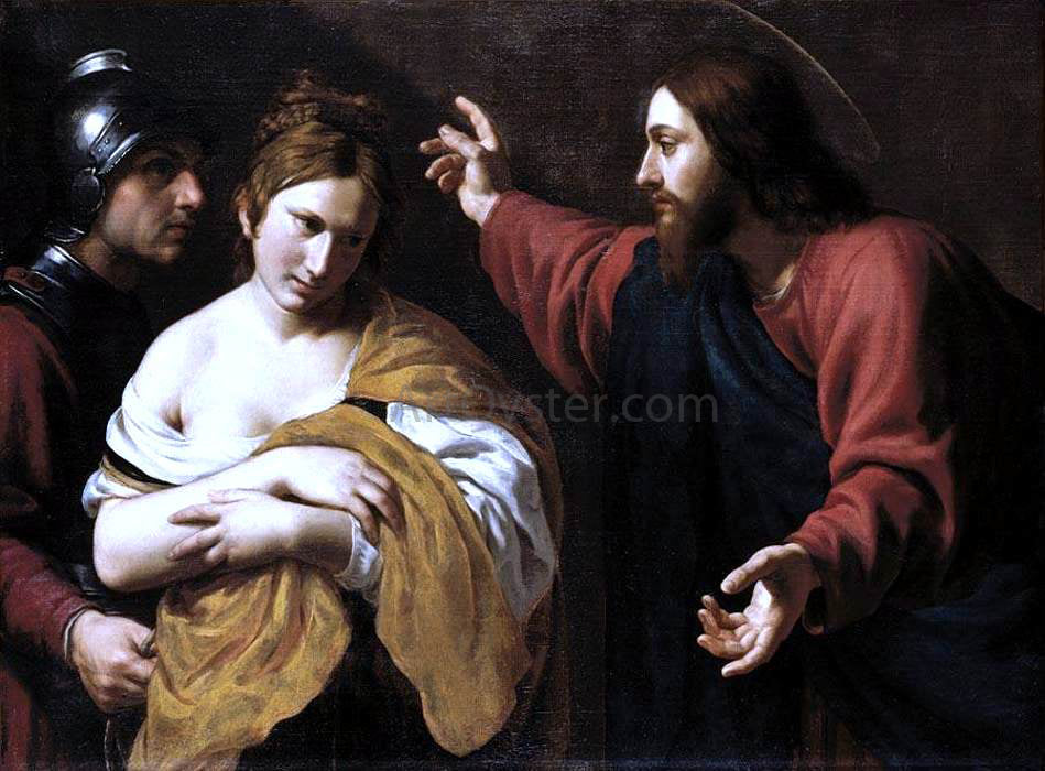 Alessandro Turchi Christ and the Woman Taken in Adultery - Canvas Print