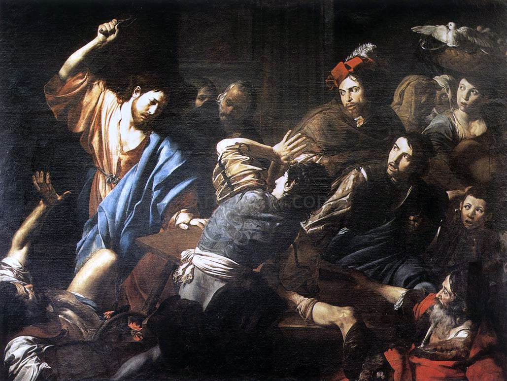 Valentin De boulogne Christ Driving the Money Changers out of the Temple - Canvas Print