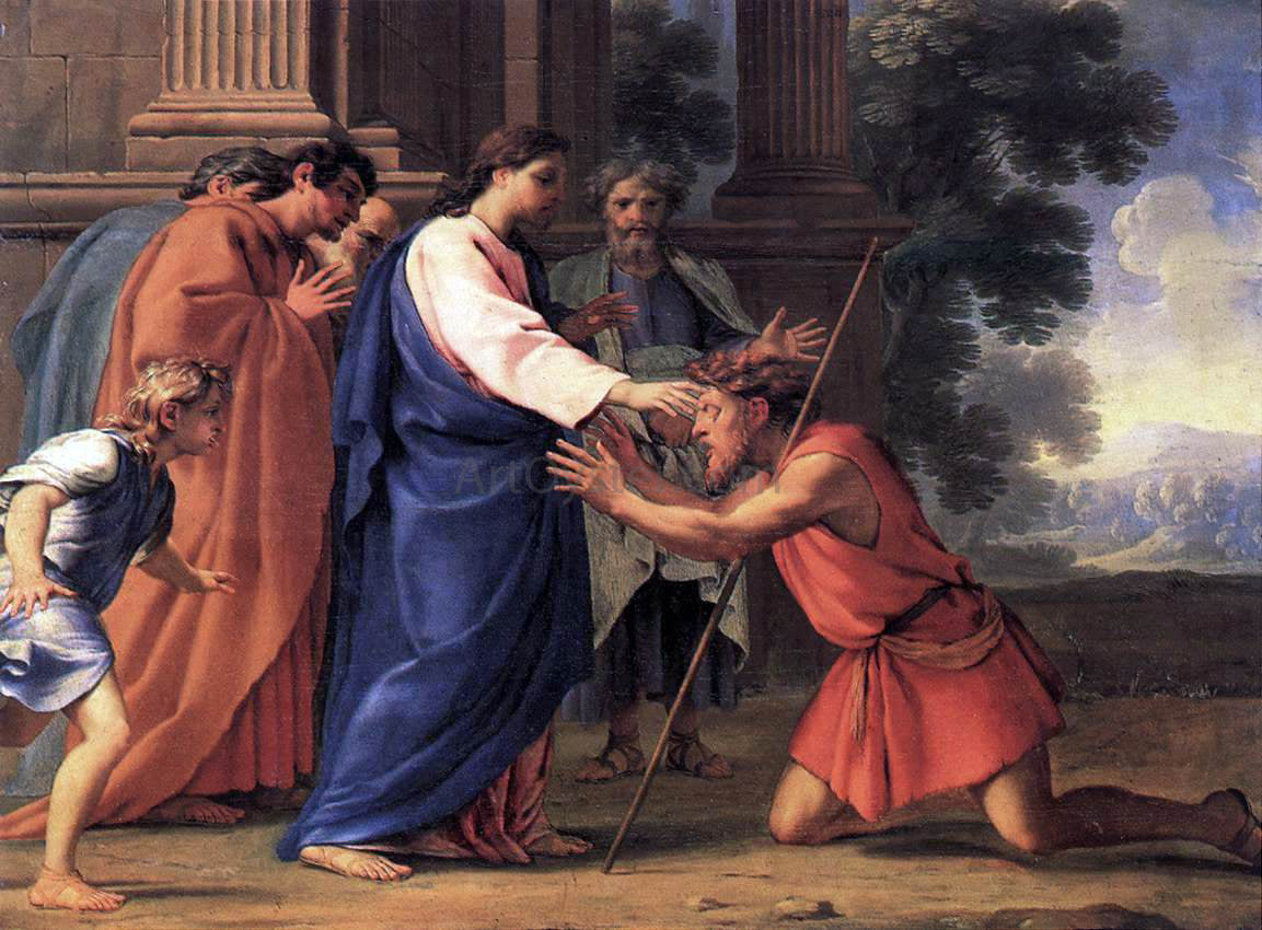 Eustache Le Sueur Christ Healing the Blind Man - Canvas Print