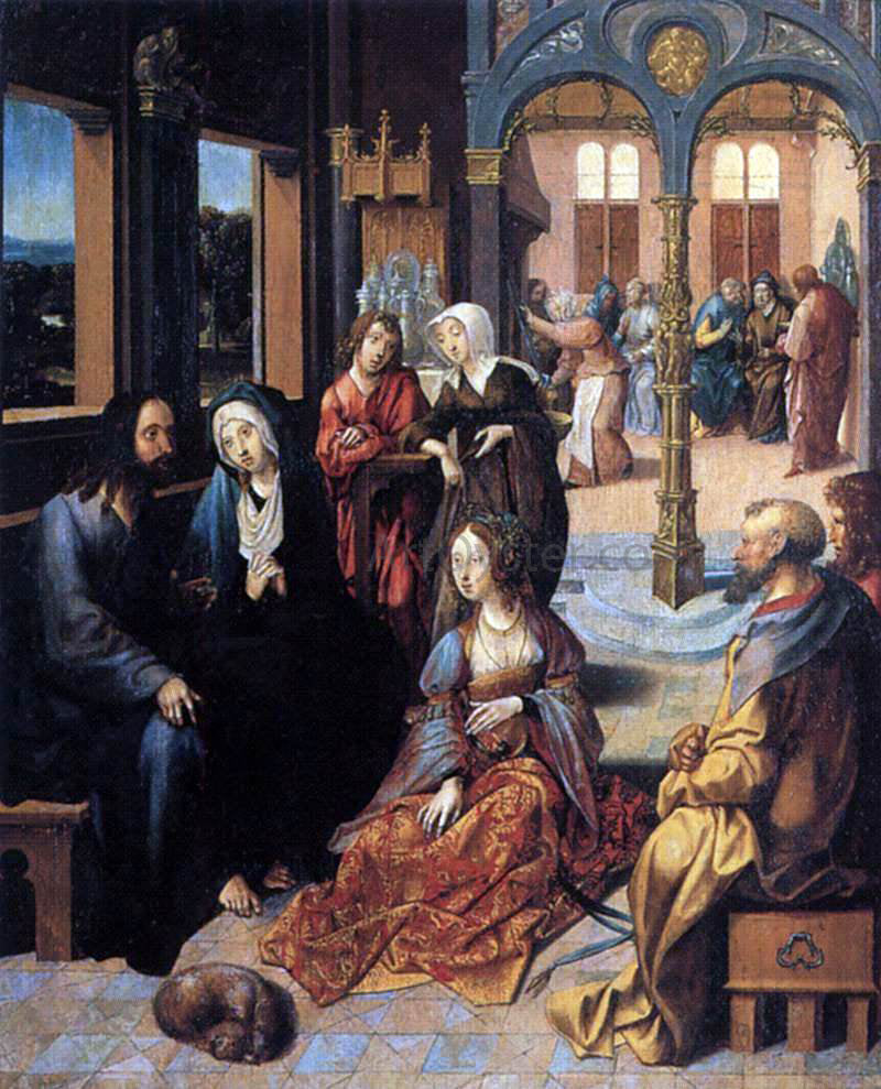 Cornelis Engebrechtsz Christ in the House of Martha and Mary - Canvas Print