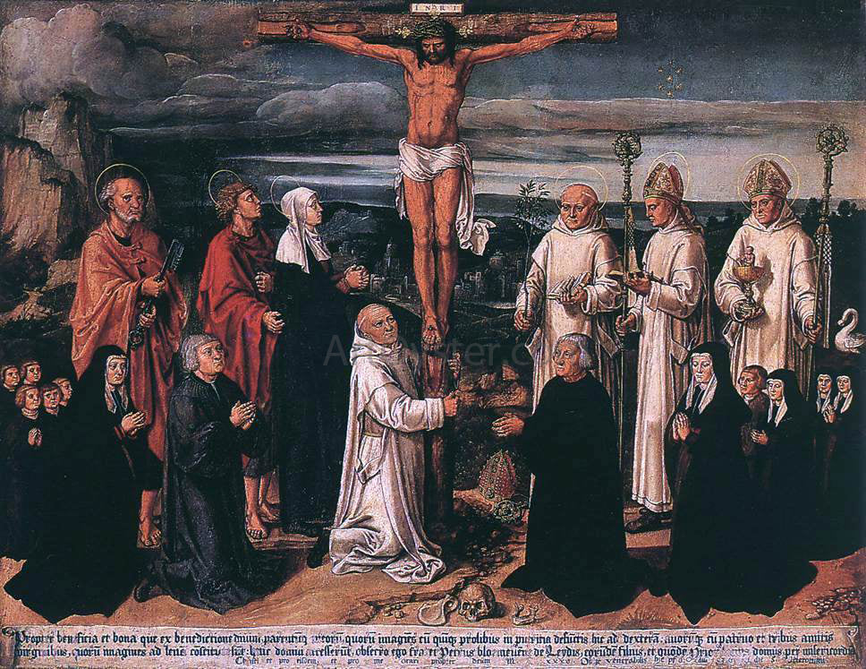 Anton Woensam Von Worms Christ on the Cross with Carthusian Saints - Canvas Print