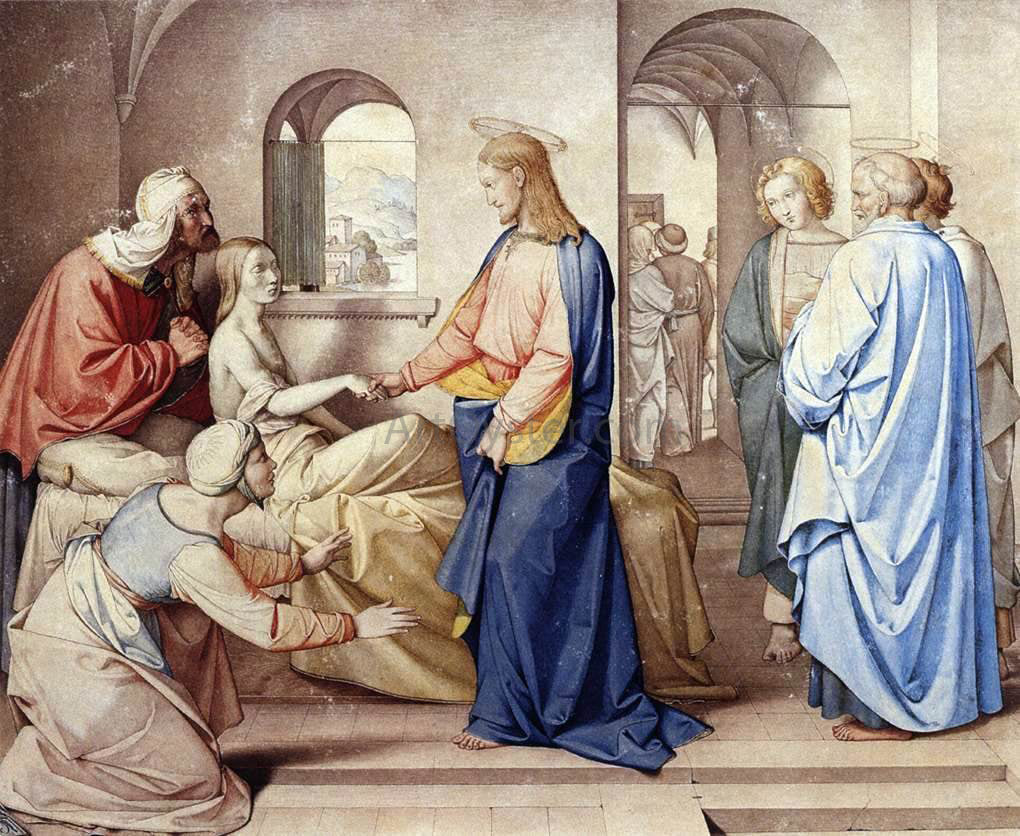 Johann Friedrich Overbeck Christ Resurrects the Daughter of Jairus - Canvas Print