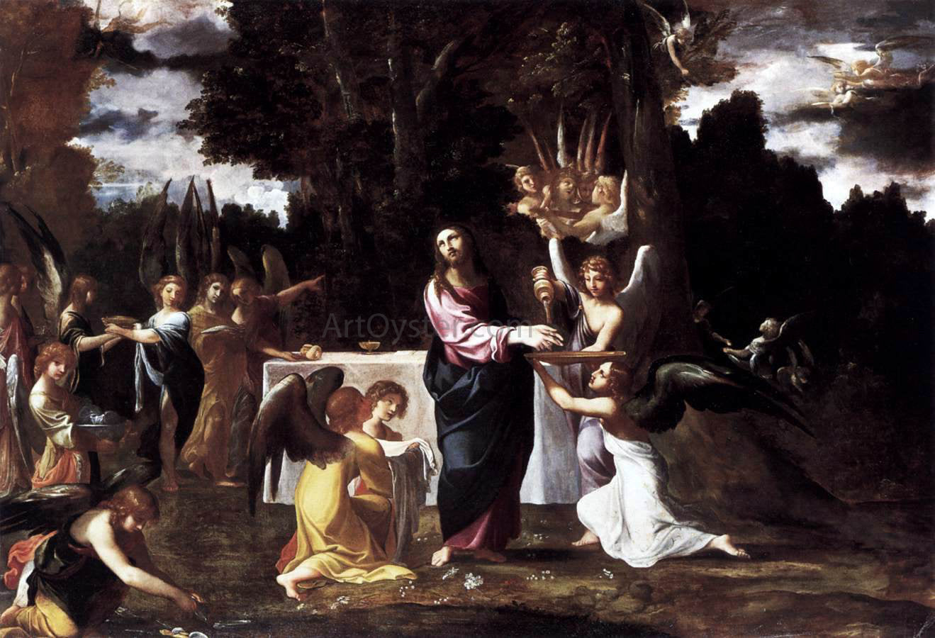 Lodovico Carracci Christ Served by Angels in the Wilderness - Canvas Print