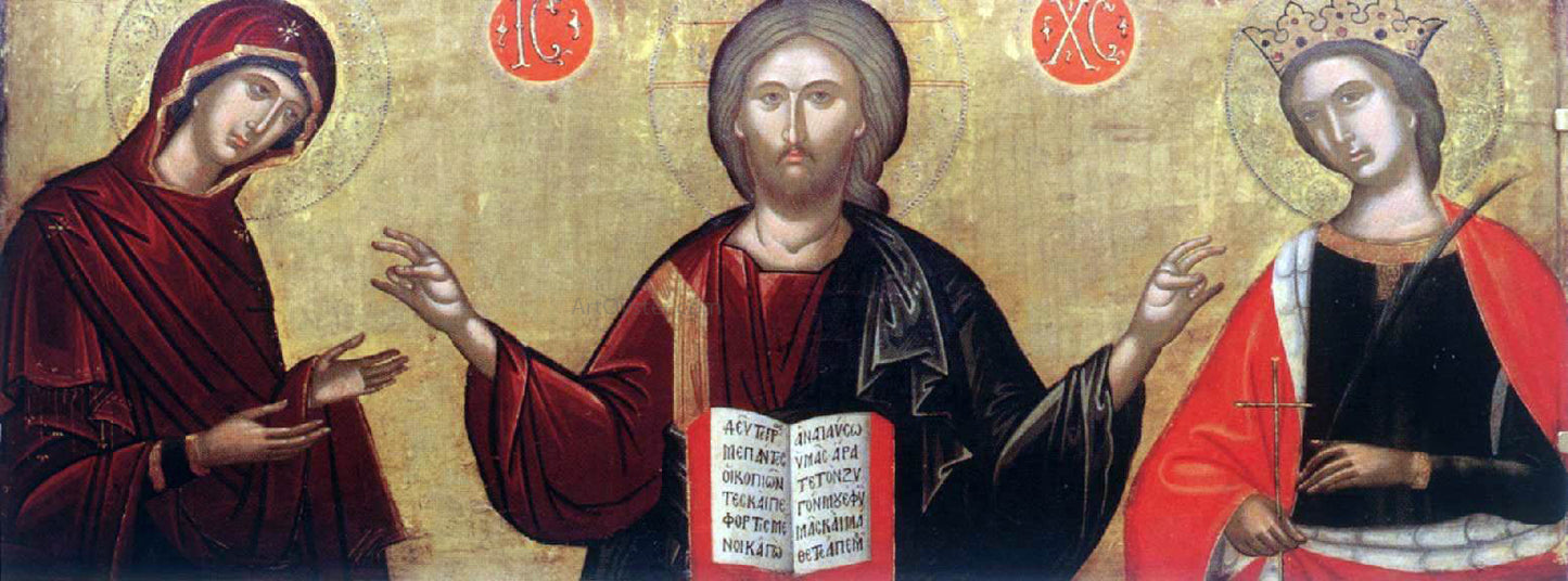 Unknown Painters Masters Christ with the Mother of God and St Catherine - Canvas Print