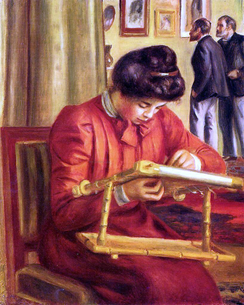 Pierre Auguste Renoir Christine Lerolle Embroidering - Canvas Print