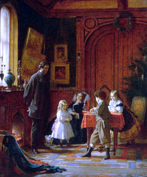 Eastman Johnson Christmas-Time, The Blodgett Family - Canvas Print