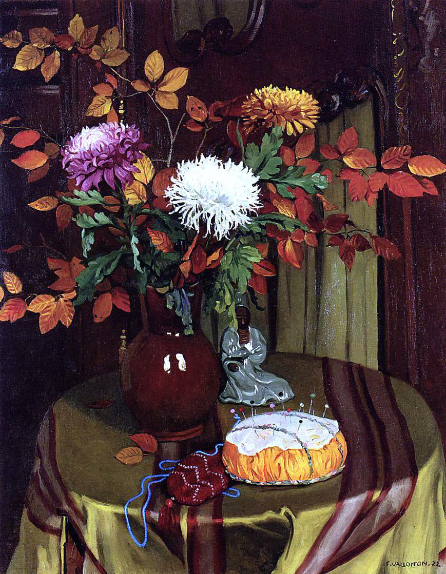 Felix Vallotton Chrysanthemums and Autumn Foliage - Canvas Print