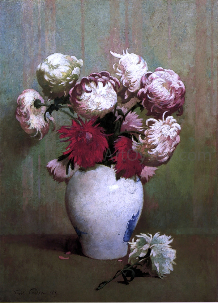 Emil Carlsen Chrysanthemums in a Canton Vase - Canvas Print