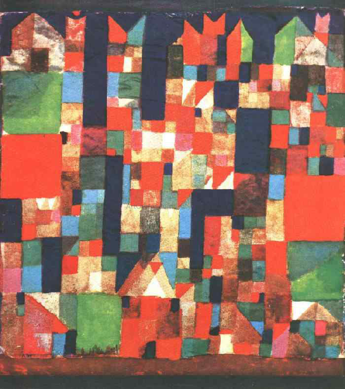 Paul Klee City Picture with Red and Green Accents - Canvas Print