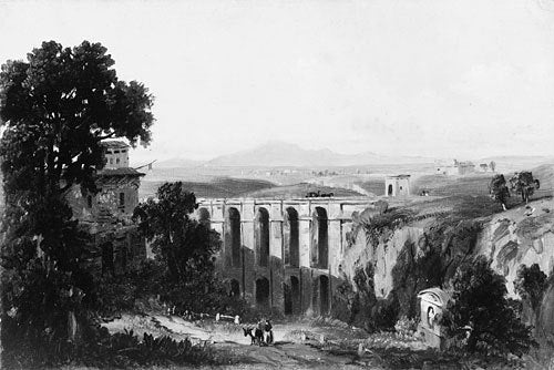 Russell Smith Civita Castellana and Mount Soracte, 1852 - Canvas Print