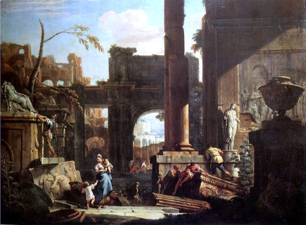 Sebastiano Ricci Classical Ruins and Figures - Canvas Print