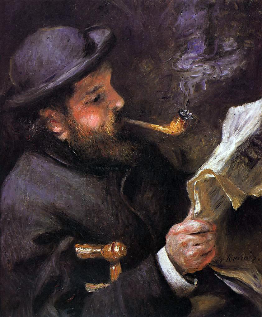 Pierre Auguste Renoir Claude Monet Reading - Canvas Print