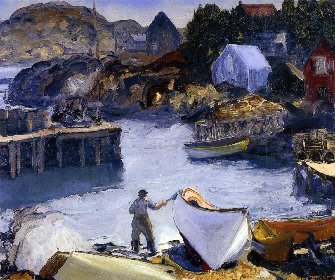 George Wesley Bellows Cleaning His Lobster Boat - Canvas Print