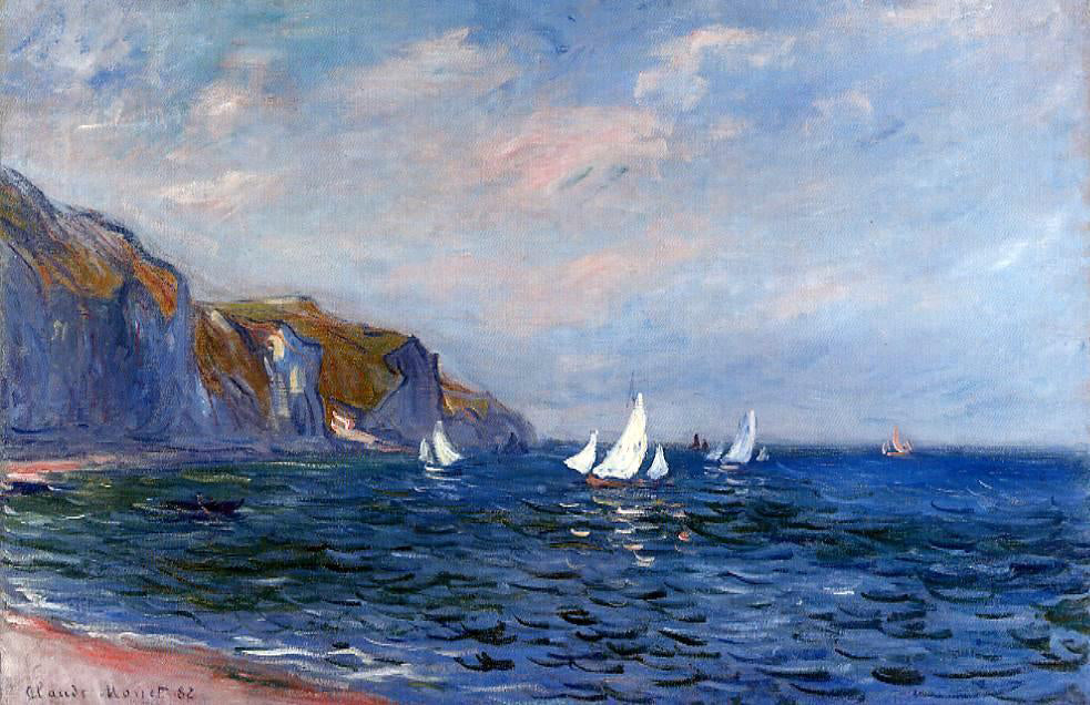 Claude Oscar Monet Cliffs and Sailboats at Pourville - Canvas Print