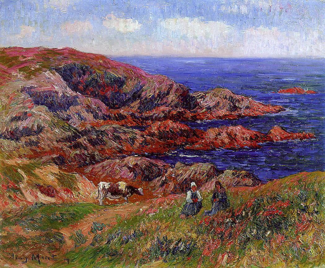 Henri Moret Cliffs at Kerserol, Finistere - Canvas Print
