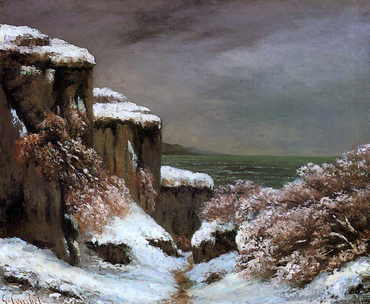 Gustave Courbet Cliffs by the Sea in the Snow - Canvas Print