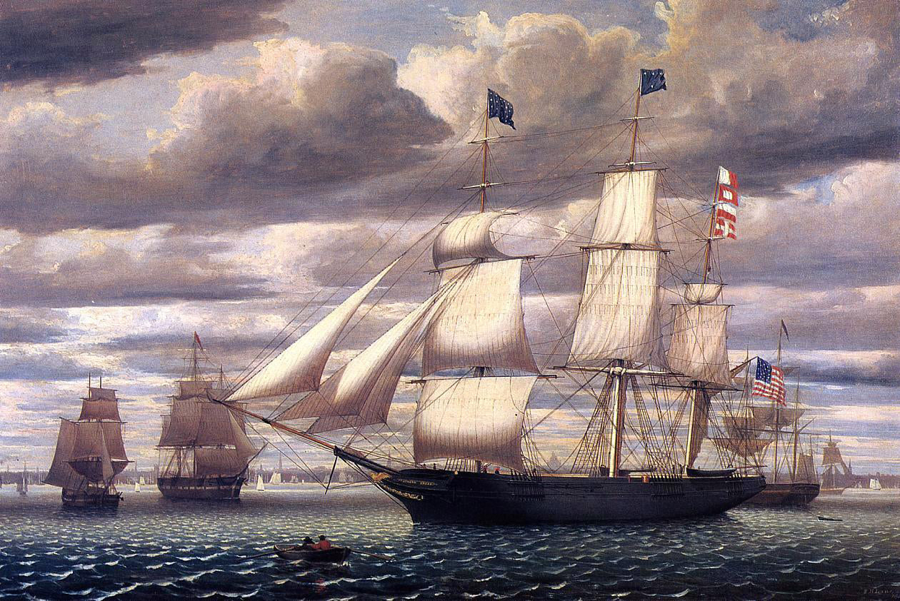 Fitz Hugh Lane Clipper Ship 'Southern Cross' Leaving Boston Harbor - Canvas Print