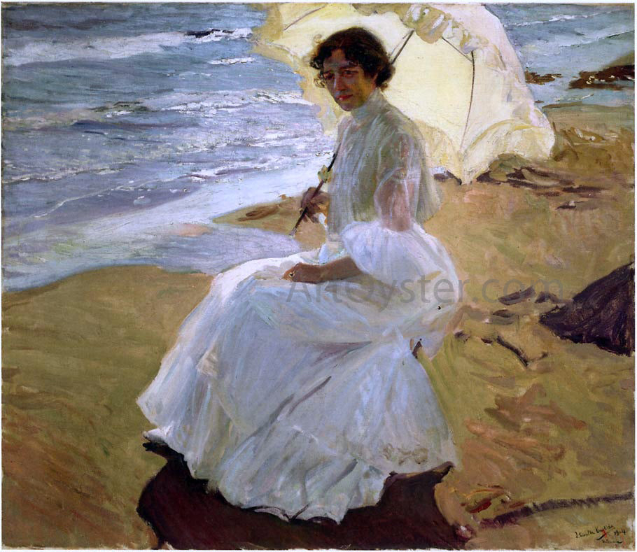 Joaquin Sorolla Y Bastida Clothilde at the Beach - Canvas Print