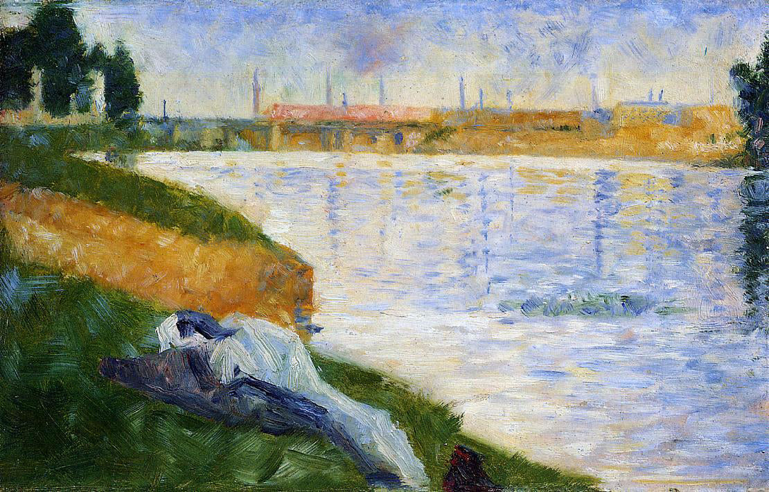 Georges Seurat Clothing on the Grass - Canvas Print