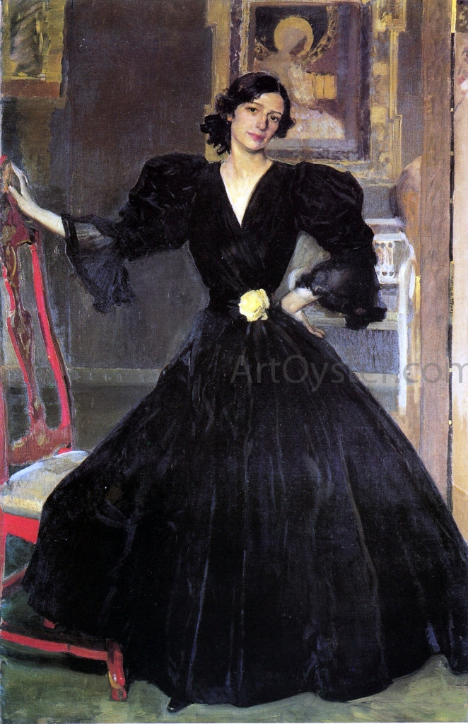Joaquin Sorolla Y Bastida Clotilde in a Black Dress - Canvas Print