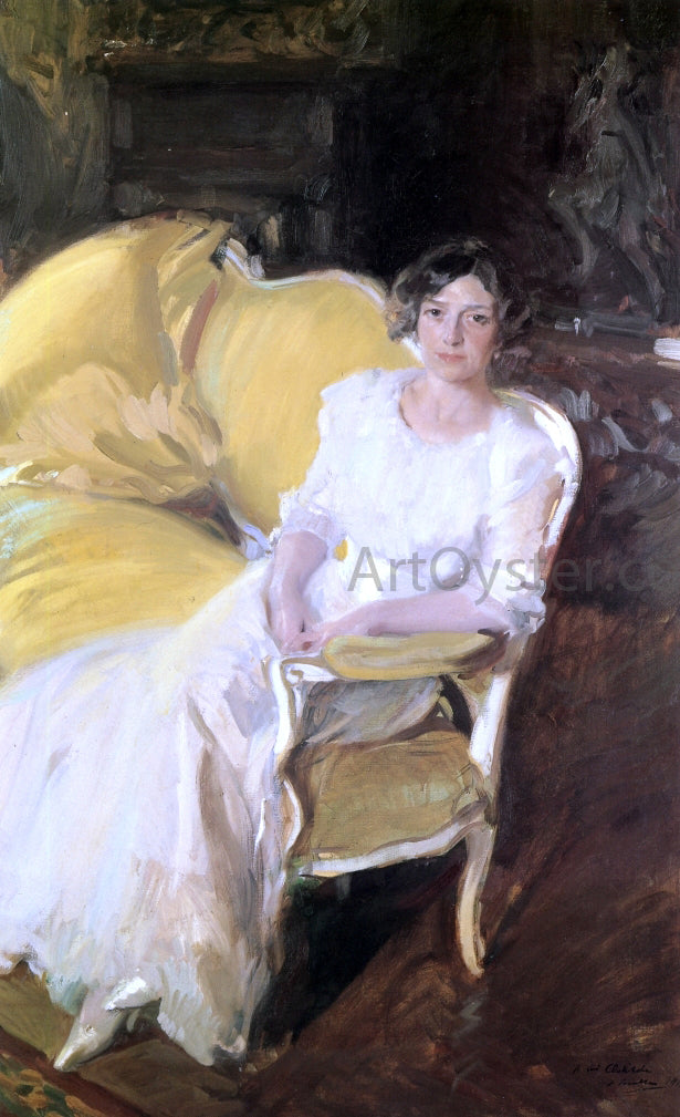 Joaquin Sorolla Y Bastida Clotilde Sitting on the Sofa - Canvas Print