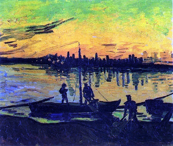 Vincent Van Gogh Coal Barges - Canvas Print
