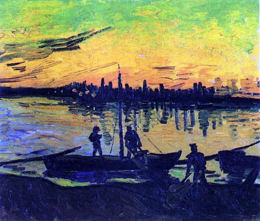 Vincent Van Gogh Coal Barges - Canvas Print
